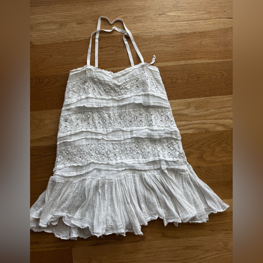 Free People White Lace Mini Dress XS